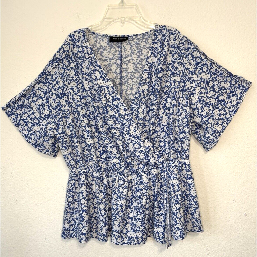 Blue Floral Wrap Top